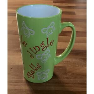 Lime Green Mulberry Jingle Bells Coffee Mug 16 Oz Christmas Coffee Mug Latte